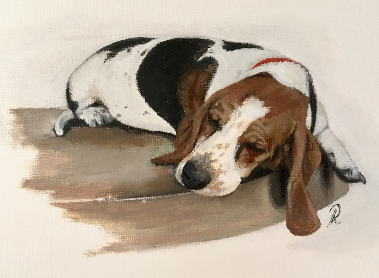 ‘Sleeping Bassett hound’ Greetings card