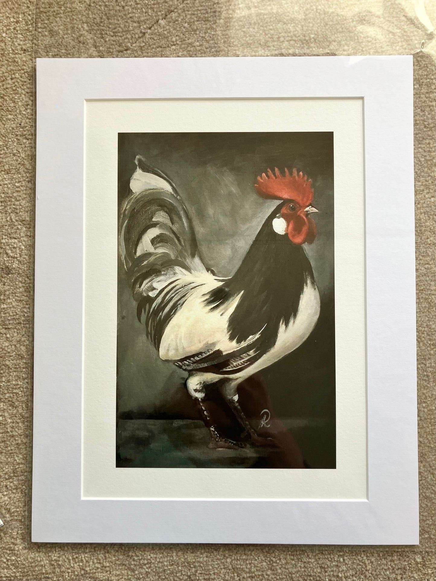 ‘Black and white cockerel’ print